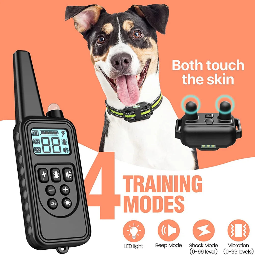 Pattes&Plumes™     Collier de dressage pour chien collier anti-aboiement étanche pour chien, dispositif Anti-aboiement Rechargeable à télécommande pour chiens de toutes tailles électriques