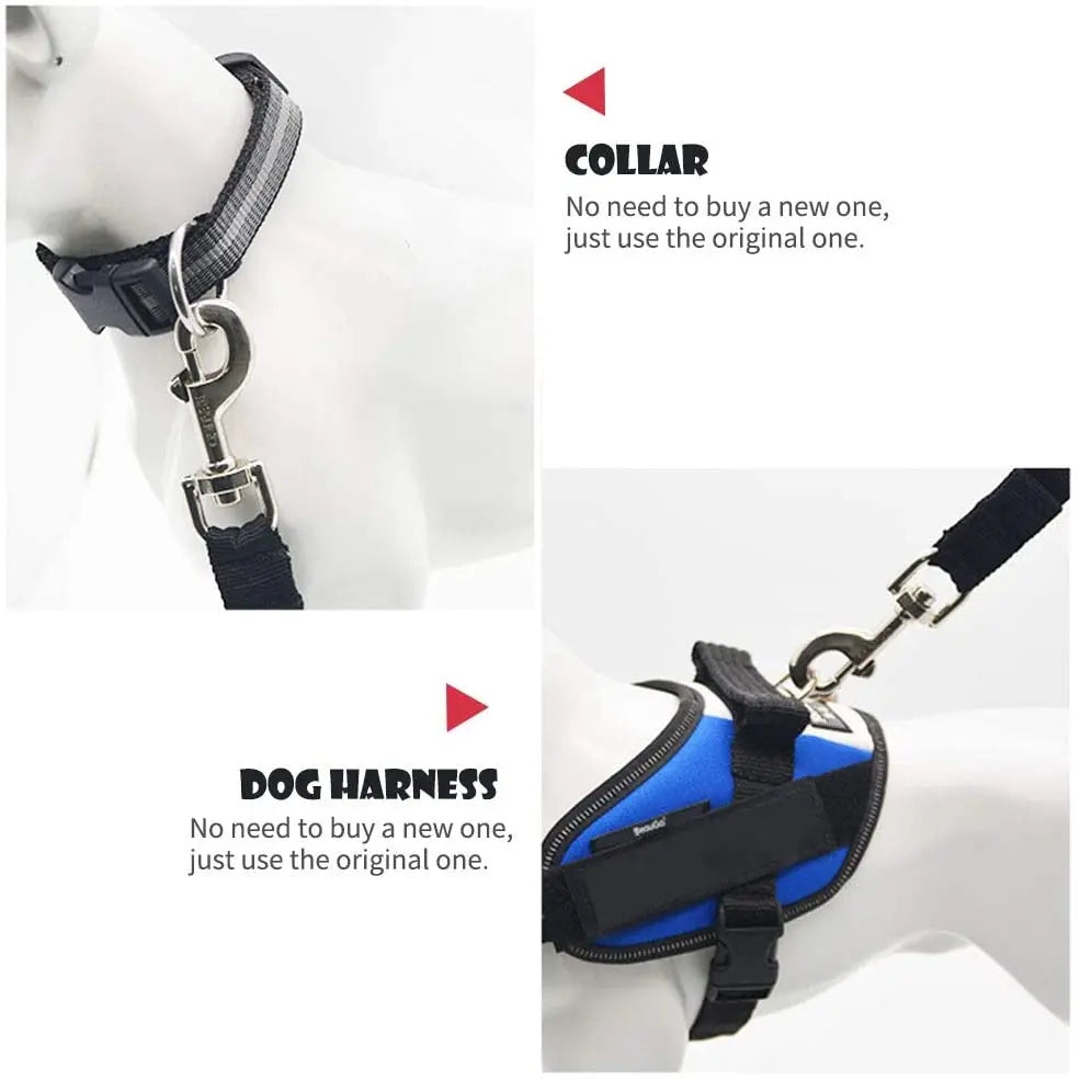 Pattes&Plumes™   Ceinture de sécurité réglable pour chien et chat, siège de voiture pour animal de compagnie, harnais pour chien, Clip en plomb, levier de sécurité, Traction, colliers pour chiens, Accessoires pour chiens