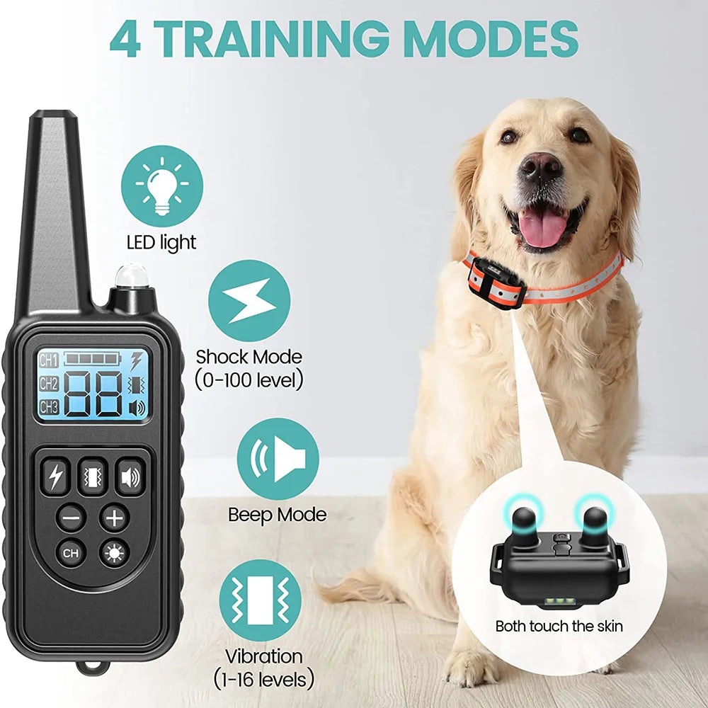 Pattes&Plumes™     Collier de dressage pour chien collier anti-aboiement étanche pour chien, dispositif Anti-aboiement Rechargeable à télécommande pour chiens de toutes tailles électriques