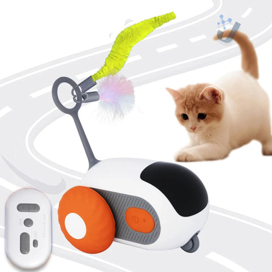 Pattes&Plumes™   Jouet de voiture interactif intelligent pour chat, souris à déplacement automatique, balle pour chat d'intérieur, jouets de voiture contrôlés pour chats et chiens, jeu d'entraînement